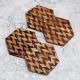 Handcrafted Brown Pattern Wooden Coasters - Pack of 4